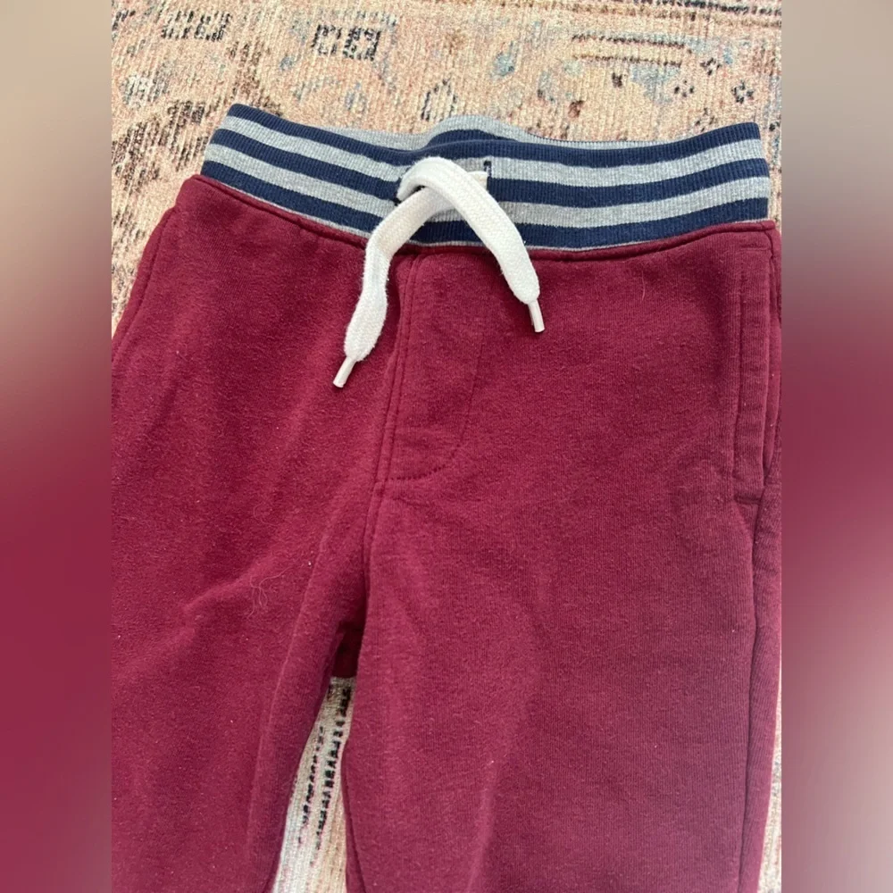 Old Navy Burgundy Kids Joggers with Striped Waistband